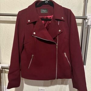 FRNCH Paris Burgundy Moto Style Jacket Women’s Sz LG